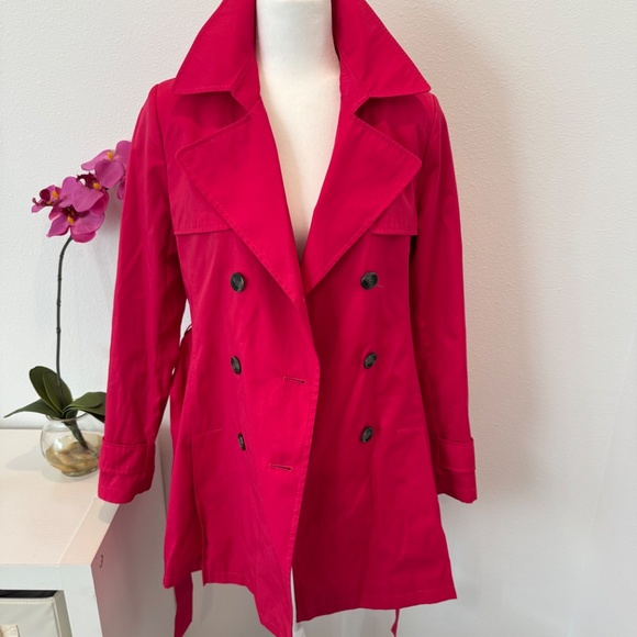 DKNY Women’s Double Breasted Pink Trench/Over Coat/Jacket Size Medium - Picture 7 of 15
